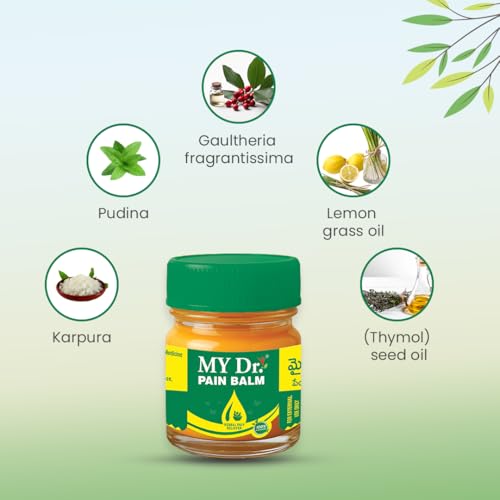 Image of MY Dr. Pain Relief Balm for Headache, Cold & Body Pain | Cooling and Warming Therapy | Ayurvedic Massage Balm | 14ml Pack of 6
