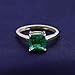 AFFY Solitaire Ring for Women 7MM Cushion Cut Simulated Green Emerald Anniversary Ring in 14K Yellow Gold Plated 925 Sterling Silver 2Ct Birthstone Jewelry Gift for Her Size-8