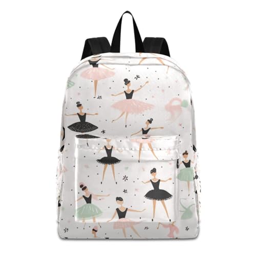 Zaino da viaggio con ballerine rosa, nero, verde, leggero, per la scuola, per adulti, adolescenti, studenti, ragazzi e ragazze, Ballerine Rosa Nero Verde, Taglia unica