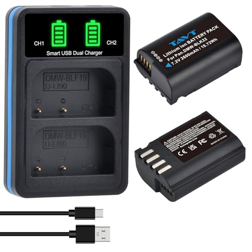 TAVT 2Pcs 2600mAh DMW-BLK22 Batería y Cargador para Panasonic Lumix DC-S5, S5 II, S5 IIX, S5D, S9, GH6, G9, G9 II, GH5 II, DC-GH7 - imagen 9