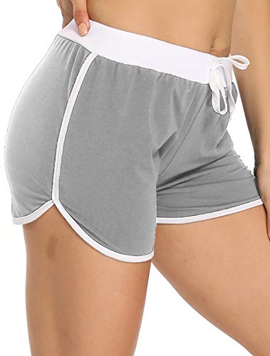 Workout Shorts Women Sport Shorts with Pockets Active Shorts for Women (Gray, Medium)