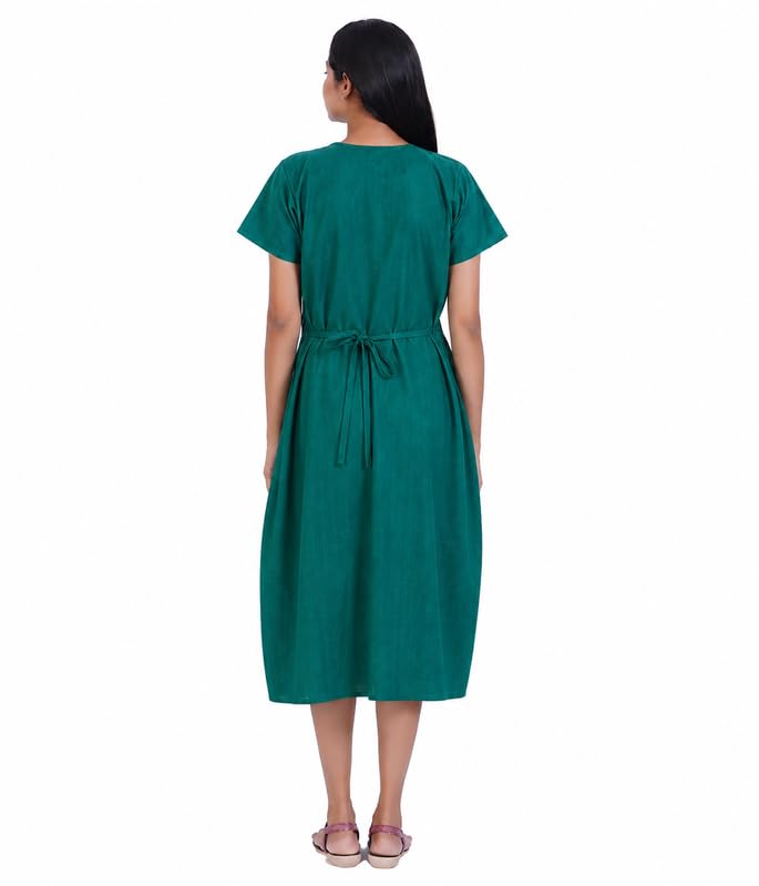 Image of MENMAII Women's [L-4XL] Full Open /Front Buttoned [a Kind of Adaptive Clothing] Multipurpose Nighty for Maternity /Pregnancy /Elderly /Patient /Feeding /Hospital Purpose Nighty Calf Length
