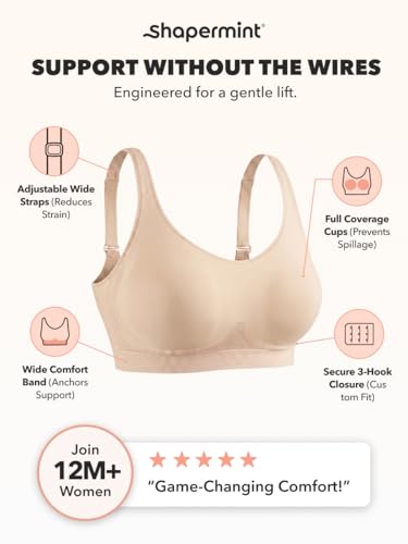 Image of SHAPERMINT Wireless Bras for Women No Underwire - Small to Plus Size Bralettes with Support and Natural Lift