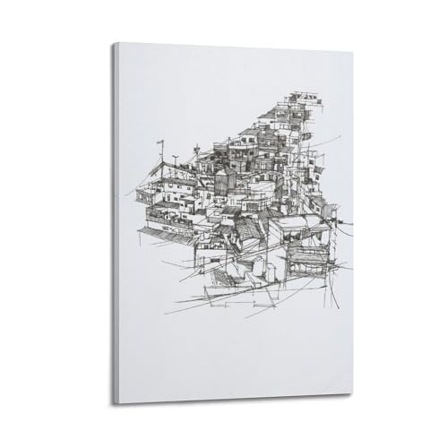 Poster de paysage moderne WIZIGM 40x60 cm style cadre toile lignes dessinées décor maison