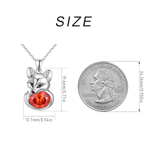 Fox Necklace Sterling Silver Cute Animal Birthstone Pendant Jewelry Gifts for Women4
