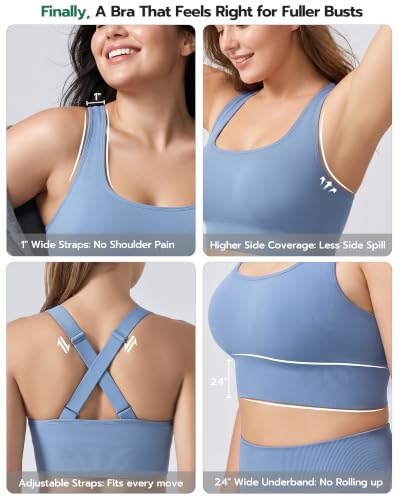 FITTIN Supportive Sports Bra for Women: Adjustable Straps 60% More Lift - image 4