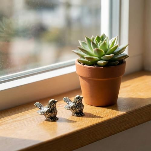 Set de 10 Figuras Pequeñas de Pájaros de Latón Dorado miniatura 5