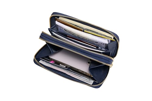 Image of Daisy Rose Dual Zipper Phone Clutch and Wallet for Women - RFID Blocking, PU Vegan Leather Multi-Card Organizer