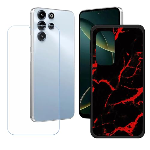 LCEHTOGYE �K�p Doogee B10 Pro +�����K���X�X�N���[���v���e�N�^�[�p�P�[�X�A�K�p Doogee B10 Pro (6,63")�ƌ݊����̂���u���b�N�\�t�gTPU�V���R���Q���P�[�X�ی�J�o�[ WZ12