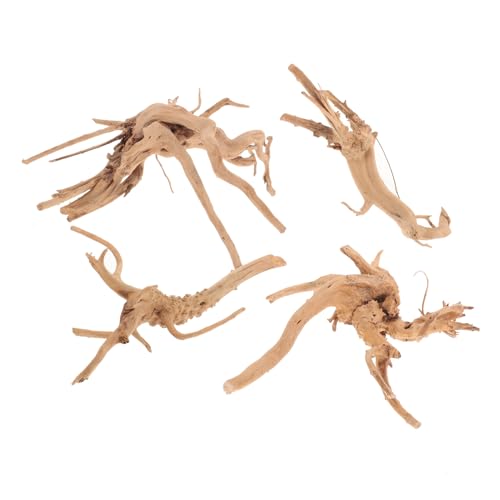 VANZACK 4pcs Fish Tank Sunken Wood Landscaping Large Root Marine Decorations Aquarium Driftwood Branches Aquarium Tree Bark Tropical Goldfish Hardscape Decorative Natural Small Log Wooden