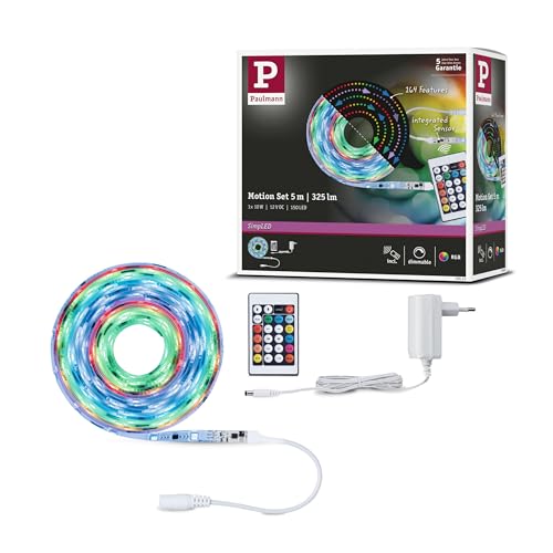 Paulmann 70513 SimpLED Strip LED Set de Base Bande à Rayures, 10W, Dimmable, Plastique, Blanc, 5m Motion RGB