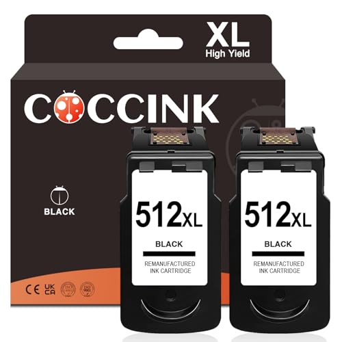 COCCINK PG-512XL Negro Pack Cartucho de Tinta para Canon 512XL iP2700 MP230 MP240 MP250 MP252 MP270 MP280 MP492 MP495 MP499 MX320 MX 340 MX360 MX410 MX420 Impresora Remanufacturado