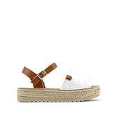 sandalia plataforma yute zara comprar Plataforma: 4cm Modelisa - Sandalia Plataforma Alpargata Yute Cerrada Para Mujer (Blanco, numeric_41)