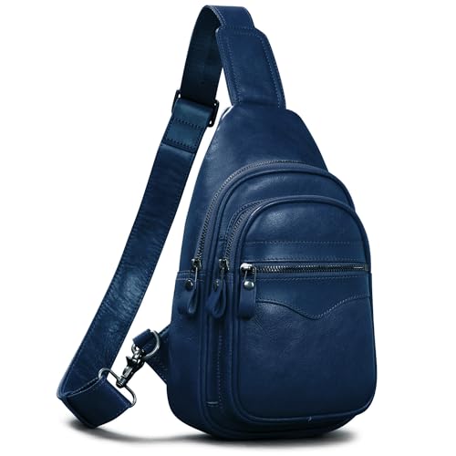 Image of Genuine Leather Sling Bag for Men and Women Crossbody Shoulder Bag Sling Backpack Chest Purse Carry on Casual Daypack | Genuine Leather