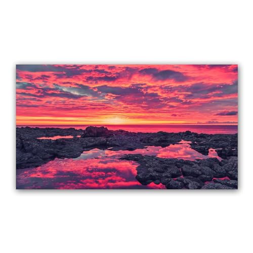 Toile murale de plage pour habiller un mur vide avec un paysage de coucher de soleil