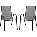Produktbild Outsunny 2er Set Gartenstuhl Stapelstuhl mit Armlehne Essstühle Garten Metall Mesh-Gewebe Grau 70 x 54 x 90 cm