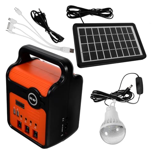 TOGEVAL Generador Solar Portátil con Luz LED Integrada y Cargador USB para Camping Pesca Emergencias y Actividades al Aire