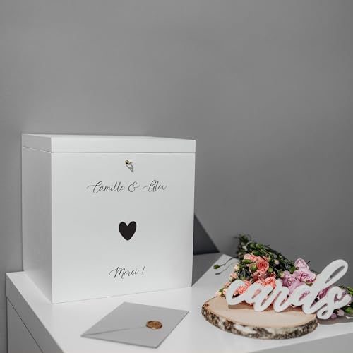 Boîte à cartes mariage bois personnalisée 29x30 Creative Deco