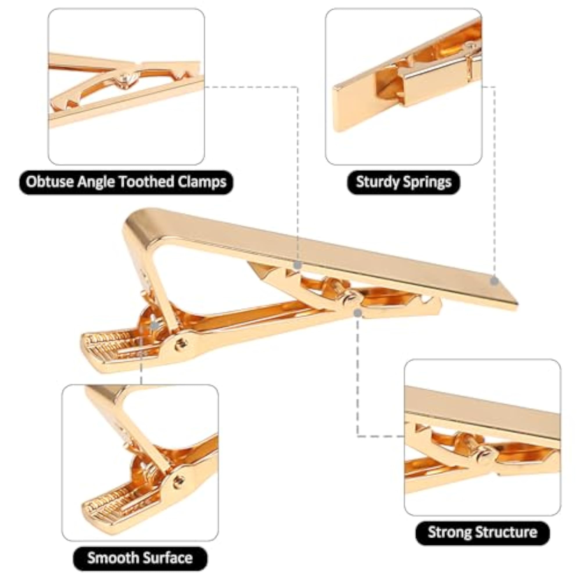 Copper Tie Clips Set of 5, Classic Accessories