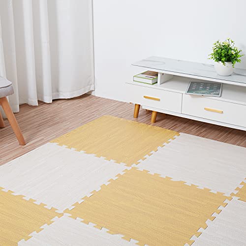 Wisfor-Interlocking-EVA-Foam-Mats-12-PCS-Wood-Effect-Soft-Gym-Home-Exercise-Kids-Play-Baby-Crawling-Workout-Mat-Garage-Floor-Tiles-Indoor-Outdoor-Fitness-236-X-236-X-047-Inch-48-Square-Feet