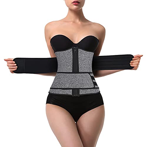 Waist Trainer for Women Waist Trimmer Cincher Workout Corset Sauna Sweat Belt for Weight loss Shaper Slimmer (Grey, XXXX-Large Waist Size:37.4-39.4 Inches)