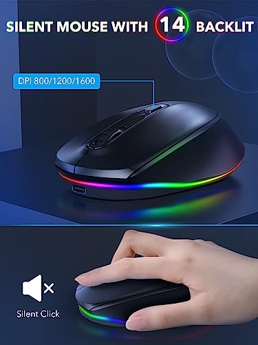 Wireless Keyboard And Mouse Backlit, Quiet Light Up Keys, Tilt Legs, Sleep Mode - Rechargeable Usb Cordless Combo For Computer, Imac, Pc, Laptop - By Sablute, Black #TOP5