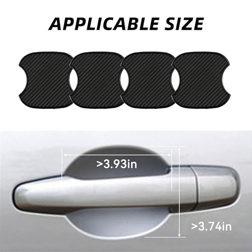 4PCS Car Door Handle Cup Scratch Protectors, TPU Carbon Fiber Door Bowl 3D Sticker, Handle Paint Cover Guard Pad, Universal Door Handle Protective Film for Most Cars (Medium-Black) - Image 5