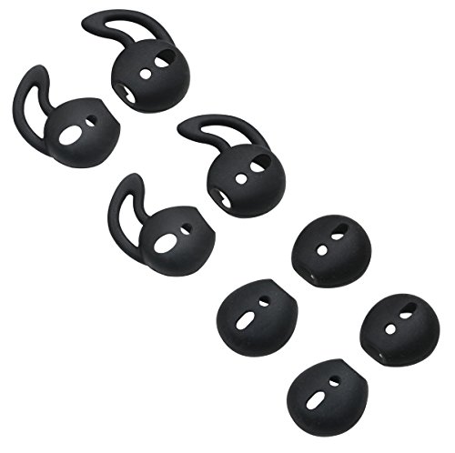 Rayker Anti-Slip Covers Ear Tips for iPhone Airpods, Sport Noise Isolation Comfort Silicone Tips, Anti-Slip Designed, in Ear Canal, 4 Pairs, Airpods (Black)