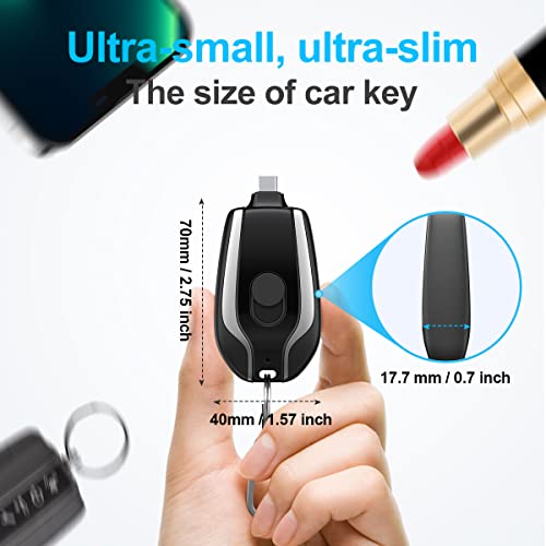EMNT Keychain Portable Charger for USB C, 2000mAh Mini Power Emergency Pod,Small Andriod Cell Phone Charger,Type C Power Bank Battery Pack for iPhone15,15 Plus,15 pro max,Charger for Samsung More