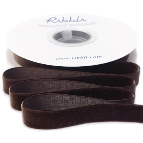 Ribbli Brown Velvet Ribbon 5/8 Inches Continuous10 Yard Spool Christmas Ribbon for Gift Wrapping Crafts Home Decor