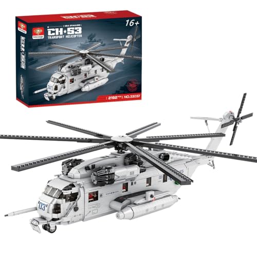 Helixsun CH-53E Super Stallion Helicopter Building Kit, 1/35 Military Helicopter Building Blocks for Kids Ages 11+, MOC-127265 Army Airplane Bricks Toys (2,192 Pieces)