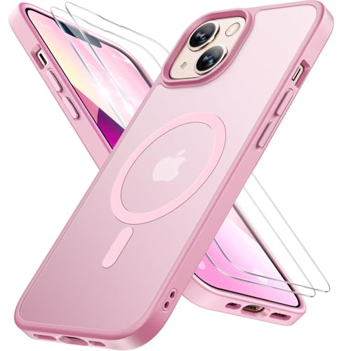 Miracase für iPhone 13 Hülle für Magsafe[mit Panzerglas] [TOP Militärschutz & Magnetkraft] Stoßfest Kratzfest mit Samtig...