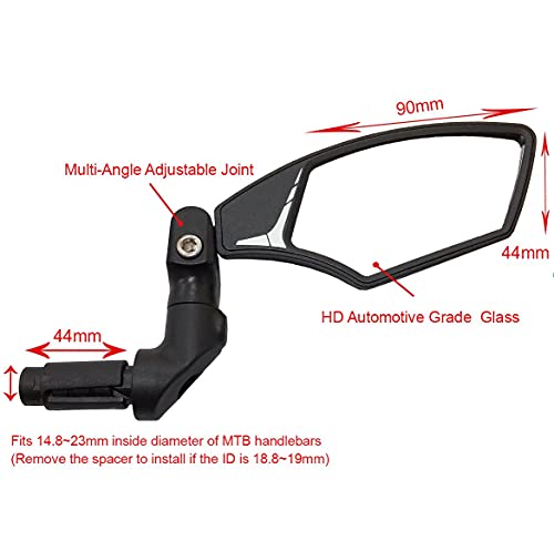 Hafny New Bar End Bike Mirror, Hd Automotive Grade Glass Lens, Large Surface, Shatterproof, Multi-Angle Adjustable, E-Bike Mirrors(Hf-M900Rs-Fr08 (Right Side, Silver Glass)) #TOP1