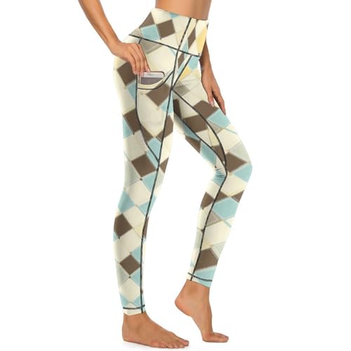 Pantalon de yoga avec poches en tissu premium écossais
