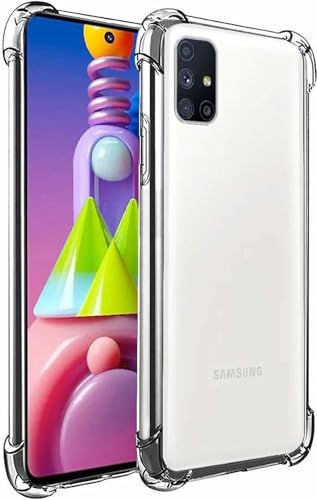 Image of BOXXO Flexible Back Cover for Samsung Galaxy M51 | Back Cover Transparent Clear Shockproof Case Four Corner Protection | Slim Protective Mobile Phone Cover for Samsung Galaxy M51