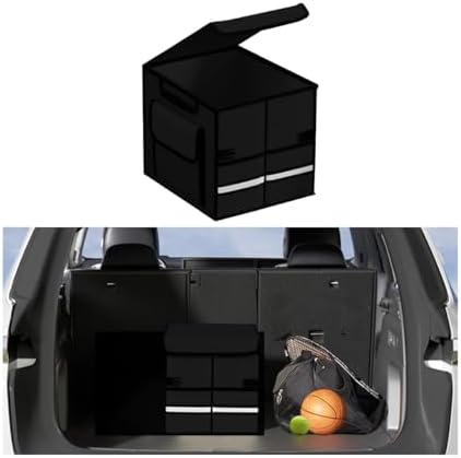 Car Trunk Organizer with Lid Collapsible Oxford Cloth Black