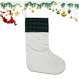 DHliIQQ Medias de Navidad no tejidas por sublimación, calcetines de regalo de dulces de Navidad, bonitas bolsas de calcetín de Papá Noel, medias colgantes de chimenea de Navidad, impresión de