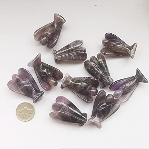 Manekieko Natural Amethyst Healing Crystal Prayer Guardian Angel Statue,38mm Carving Pocket Palm Stone Figurines Decoration - Image 2