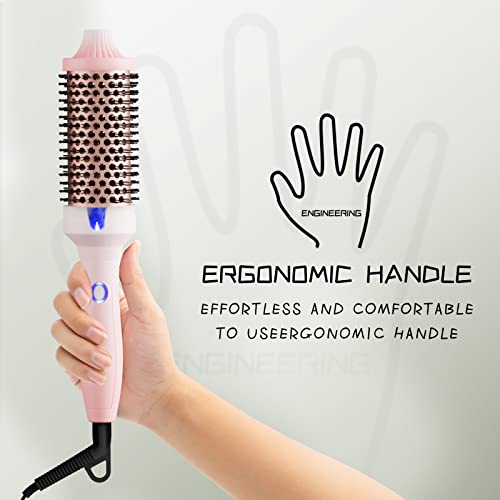 K&K Heated Curling Ceramic Tourmaline Ionic Curling Iron Volumizing Brush Quick Heating Makes Hair Silky Smooth Dual Voltage Travel-Friendly Straightening Round Design (1.77 Inch) #TOP3