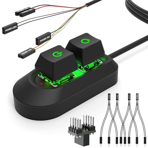 VORZOKISPL Remote External PC Power Button Switch with 78.74 inches Cable, Desktop Switch Splitter ON Off Reset SW HDD LED PC Power Supply Button for Computer Motherboard One-Click Shut Down (Red)