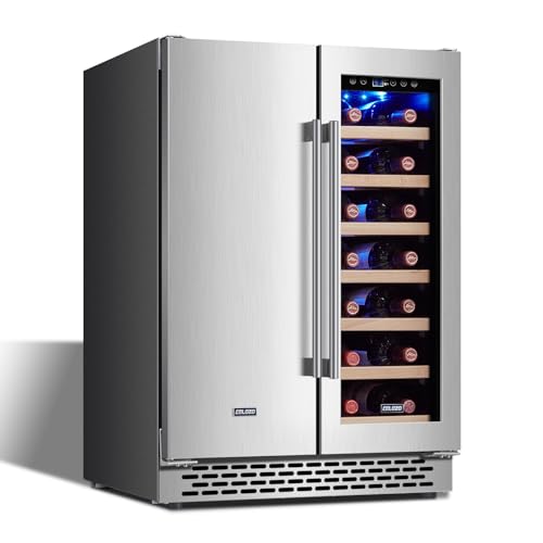 24 Inch Beverage Refrigerator, 190 Cans Wide Beverage and Beer Fridge with Glass Door and Powerful Cooling Compressor, Built-in/Freestanding Drink Fridge for Kitchen, Bar or Office