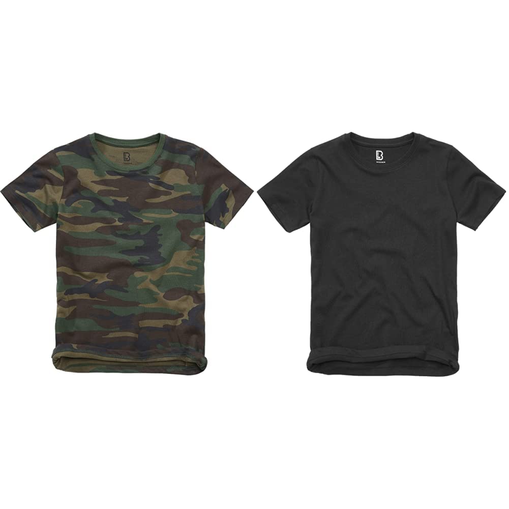 Brandit Army T-Shirt Kinder Armee Bundeswehr Shirt Kids BW UNTERHEMD Uni & CAMO, Größe:XXL (170/176), Farbe:Woodland + Größe:XXL (170/176), Farbe:Schwarz