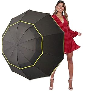 Kalolary UPF 50+ UV Protection Compact Golf Umbrella, 62 Inch Extra Large Oversize Double Canopy Vented Umbrella Windproof Waterproof for Men and Women