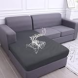 hyha Waterproof Couch Cushion Covers, Sectional Sofa Cushion Slipcovers L Shape, Thick Stretch Jacquard Fabric, Washable Chaise Lounge Cover with Elastic Bottom (1 Piece for Chaise, Grey)