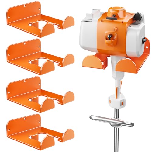 POKIPO Weedeater Hanger,4 Pack Garage Tool Organizer Storage Trimmer Rack for Open Trailer, Heavy Duty Metal Grass String Weed Wacker Eater Holder Wall Mount Loads 25lbs,Garden Hooks for Most Tools