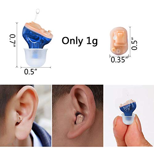 BLJ Hearing Amplifier Sound Amplifier with Digital Noise Reduction and Feedback Cancellation (Left Ear-Blue)