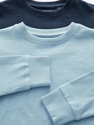 NEXT Gemütliche einfarbige Langarmshirts, 4er-Pack Blau 5 Jahre