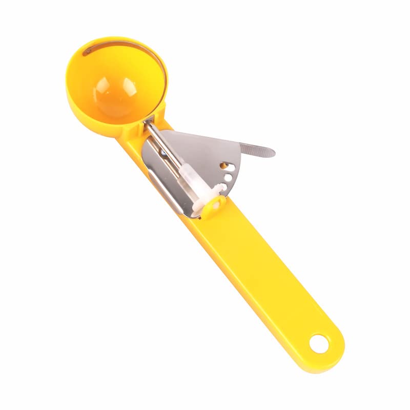 ALONSA INDIA Plastic Easy Trigger Ice Cream Scoop Scooper Serving Spoon, Multifunctional, Yellow Color