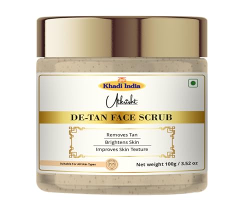 Image of Khadi De-Tan Face Scrub 100 gm | Exfoliating Scrub with Aloe Vera & Cherry | Moisturises & Brightens Skin | For Pigmentation & Dark Spots | All Skin Types | Tan Removal Scrub for Men & Women