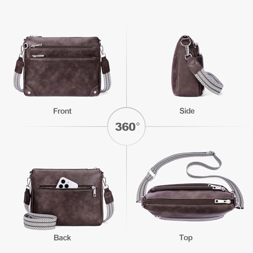 Image of Crossbody Bags for Women Rfid Travel Crossbody Purses Leather Handbags Medium Shoulder bag with Adjustable Strap